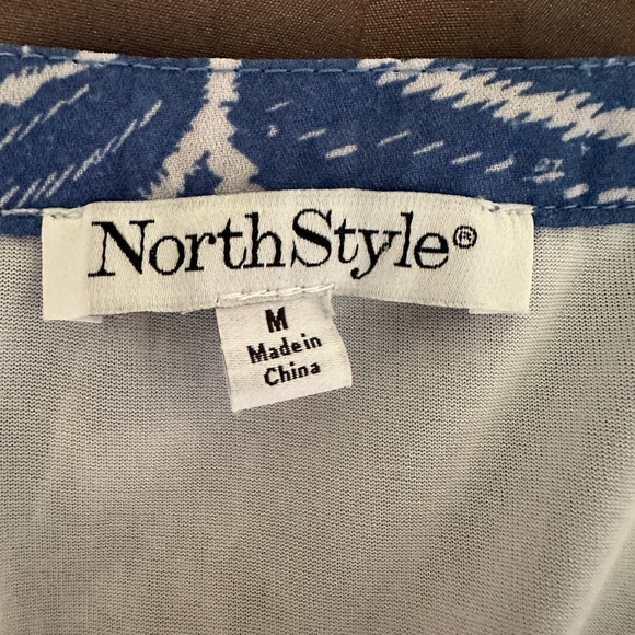 North Shore Blue and White A-line Leaf Print Dress - Picture 7 of 9